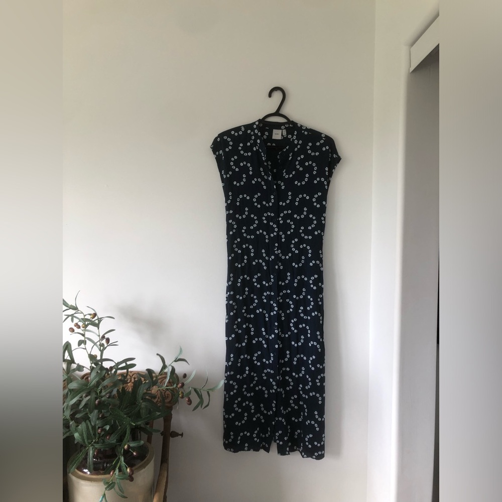 ICHI Navy Blue Floral Maxi Dress | Size 36